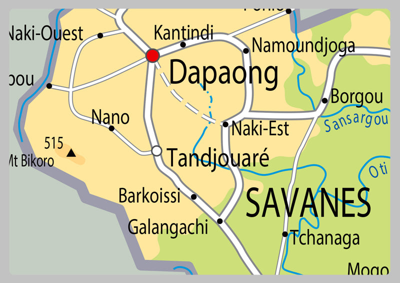 Physical Map of Togo - The Oxford Collection