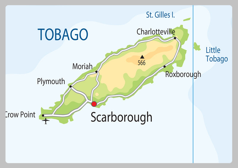 Physical Map of Trinidad & Tobago - The Oxford Collection
