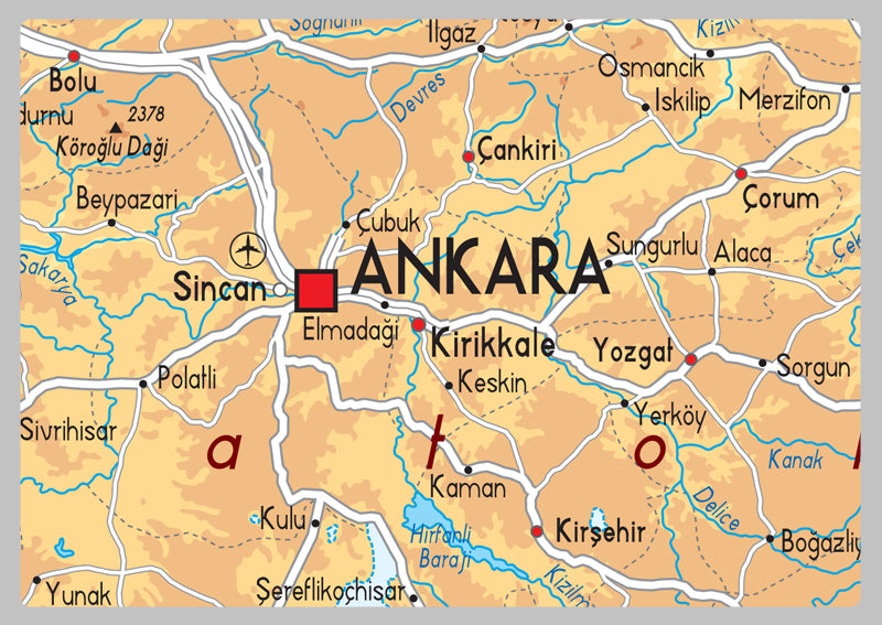 Turkey Physical Map