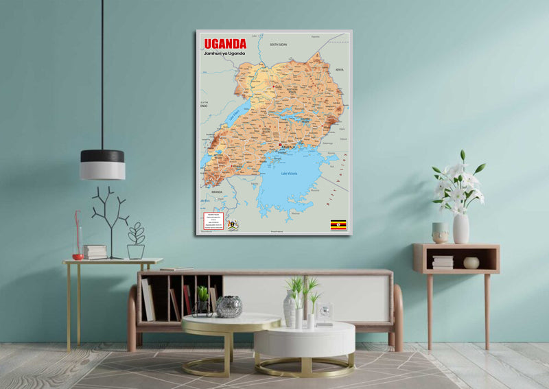 Physical Map of Uganda - The Oxford Collection
