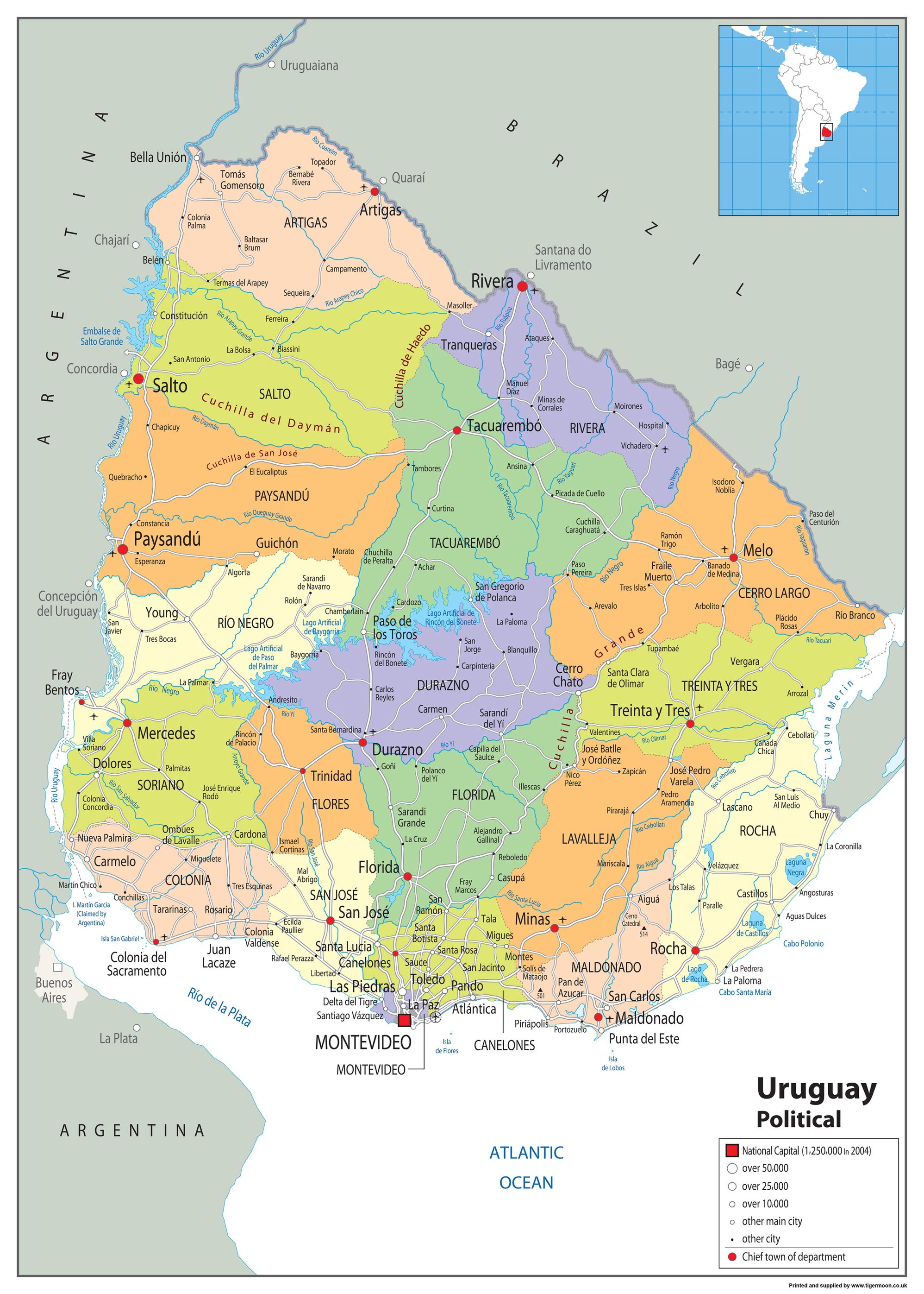 Uruguay Political Map– I Love Maps