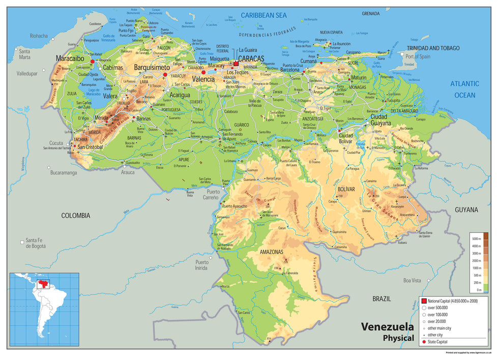 Venezuela Physical Map