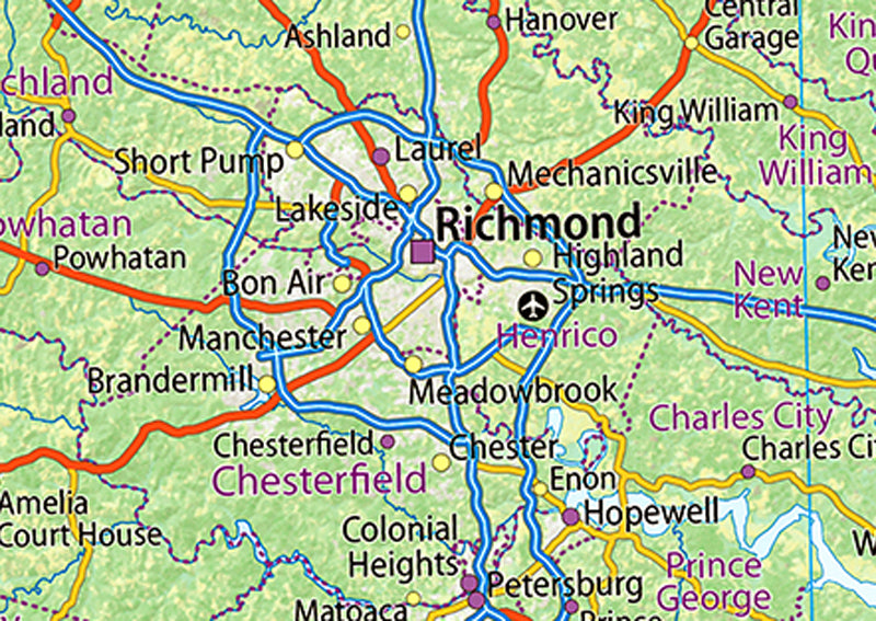 Virginia Physical State Map | I Love Maps