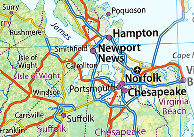 Virginia Physical State Map | I Love Maps