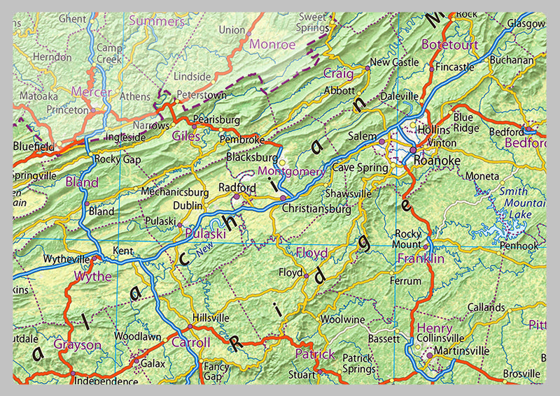 Virginia Physical State Map