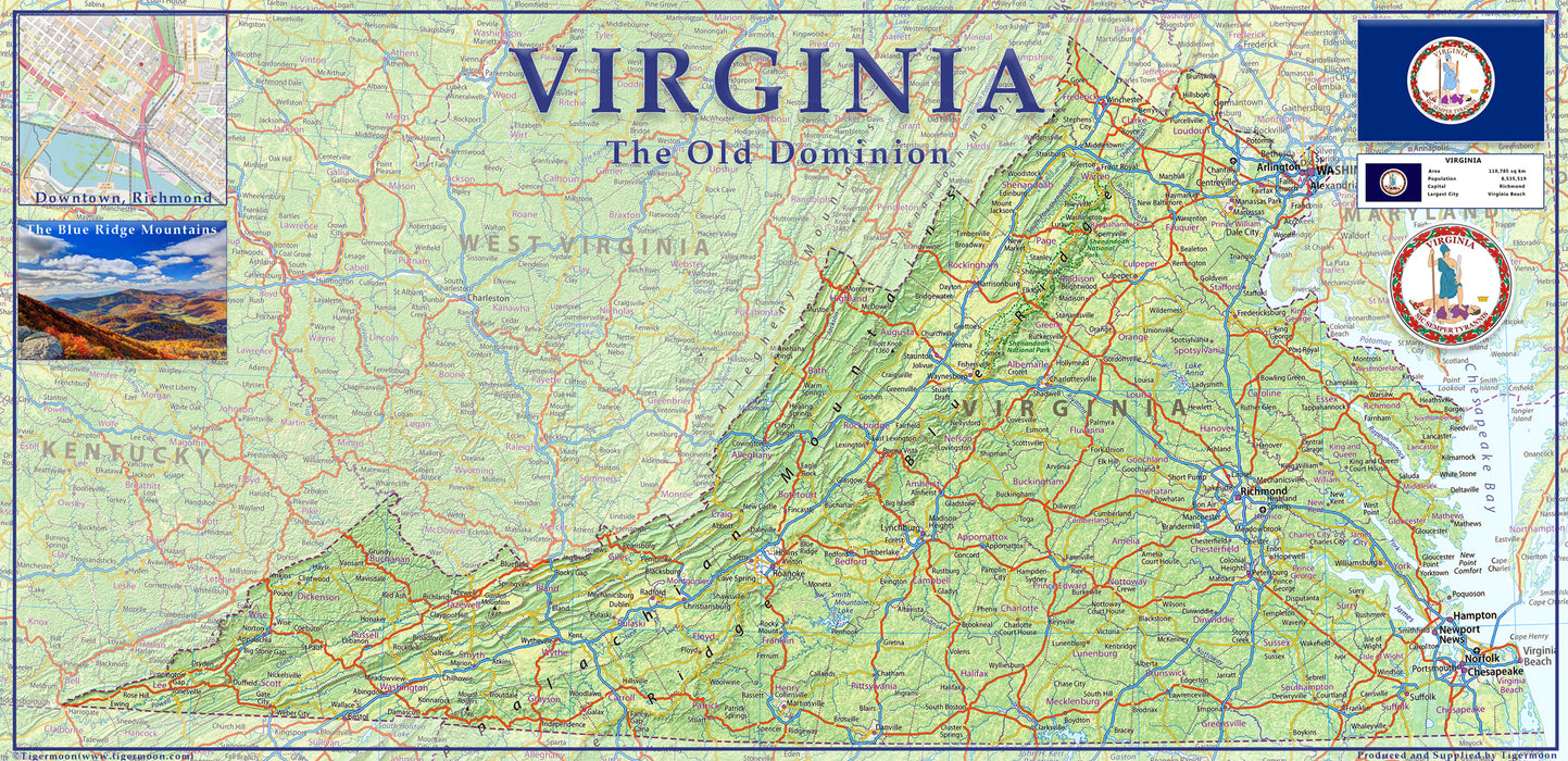 Virginia Physical State Map