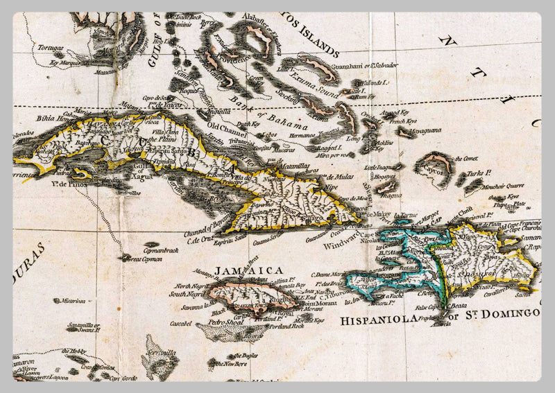 1774 - Map of the West Indies by Samuel Dunn