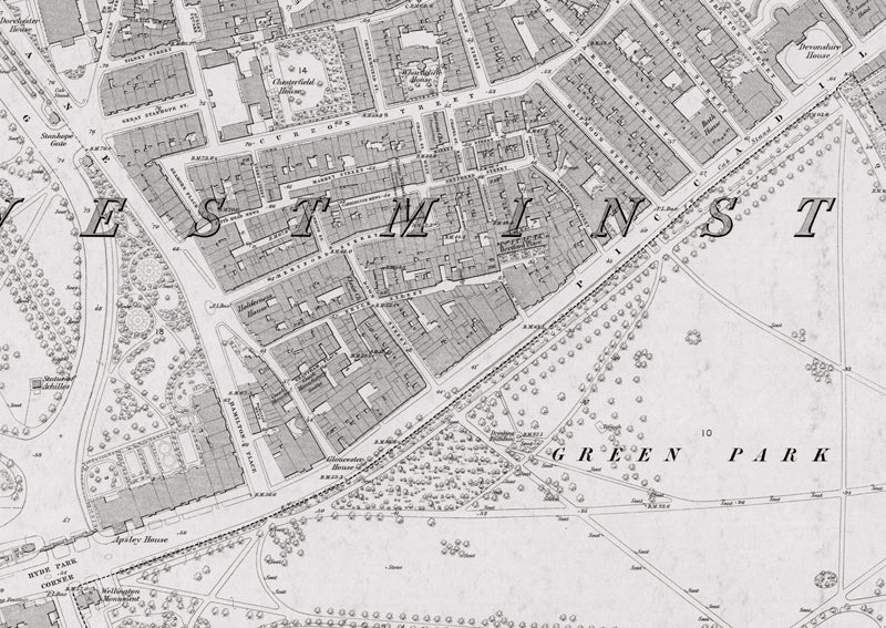 London 1872 Ordnance Survey Map - Sheet XLIII - Westminster