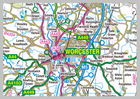 Worcestershire County Map– I Love Maps