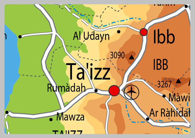 Physical Map of Yemen - The Oxford Collection