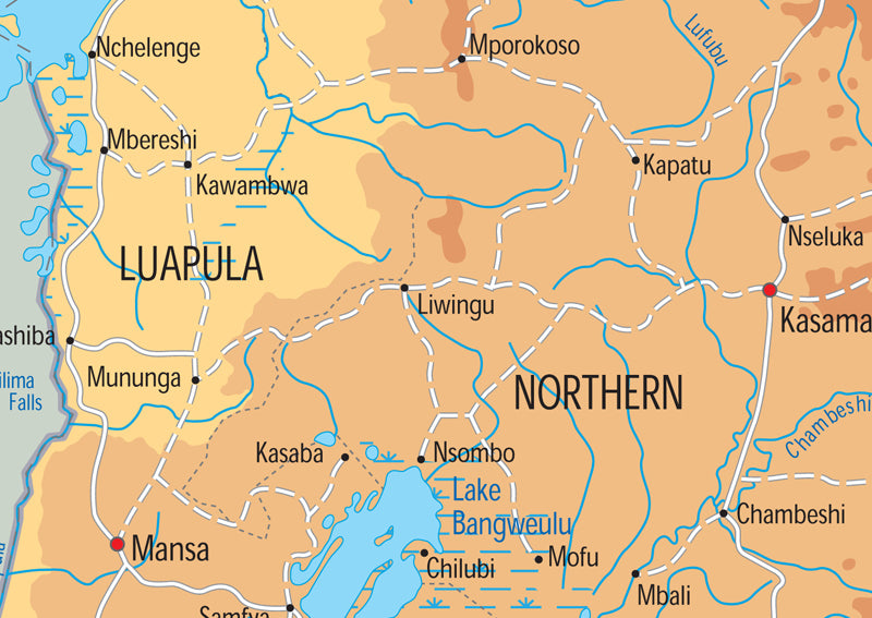 Zambia Physical Map