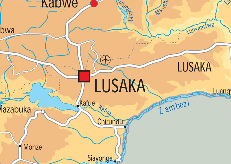 Zambia Physical Map