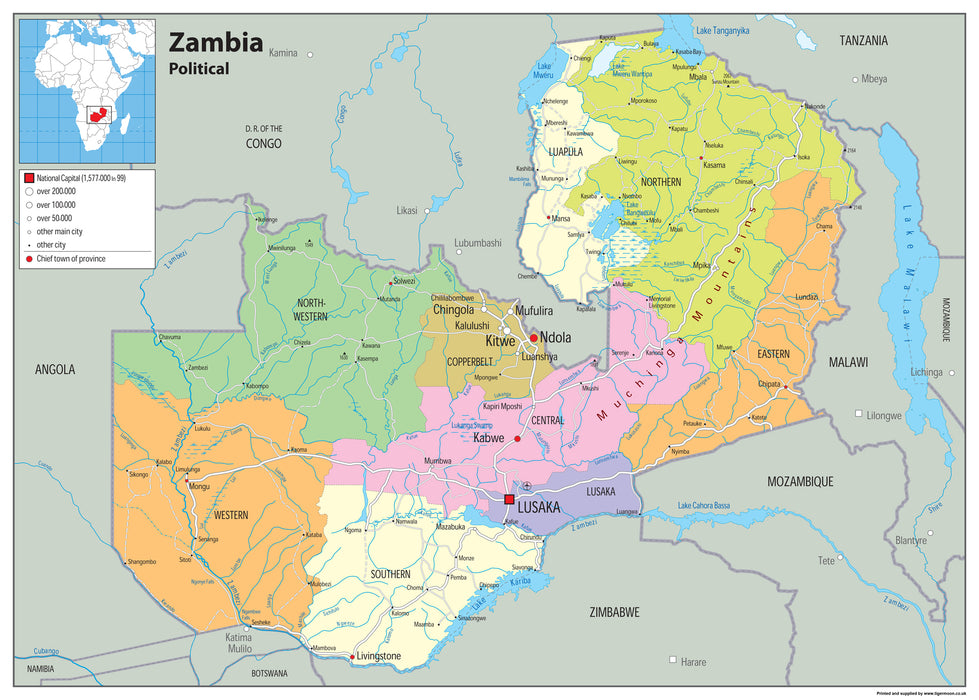 Zambia Political Map