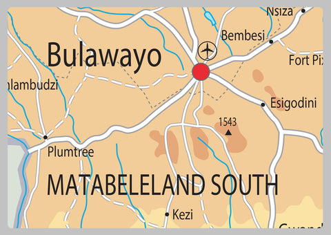 Physical Map of Zimbabwe - The Oxford Collection | I Love Maps