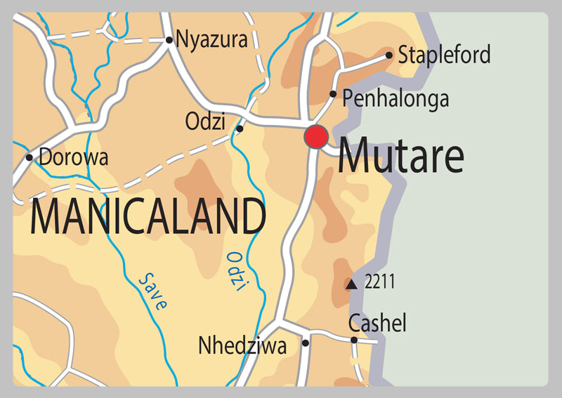 Physical Map of Zimbabwe - The Oxford Collection | I Love Maps