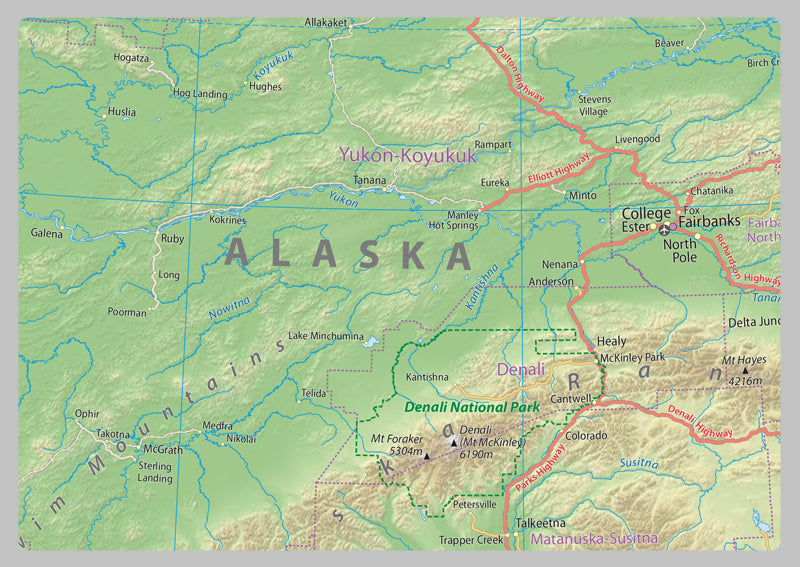 Detailed Alaska Physical State Map