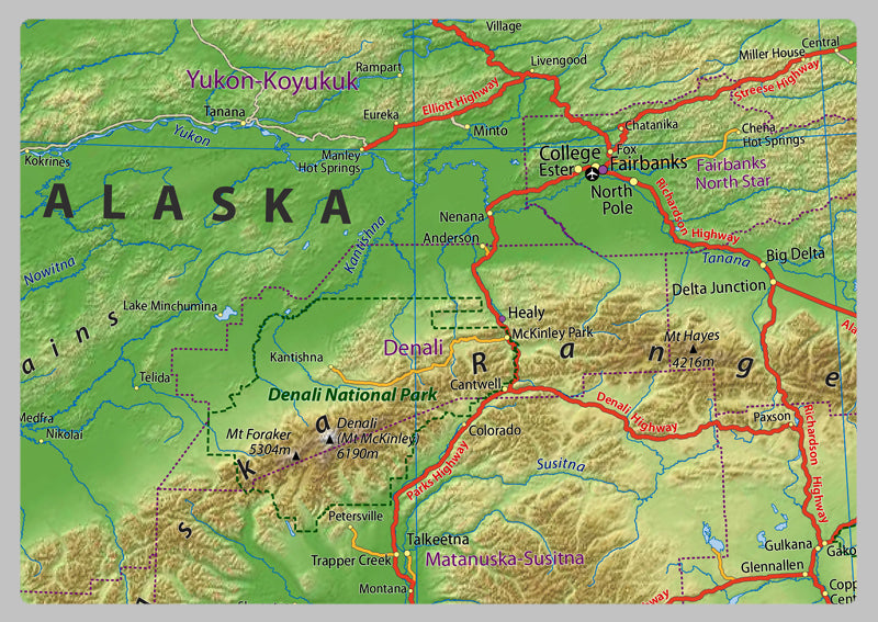 Alaska Physical State Map