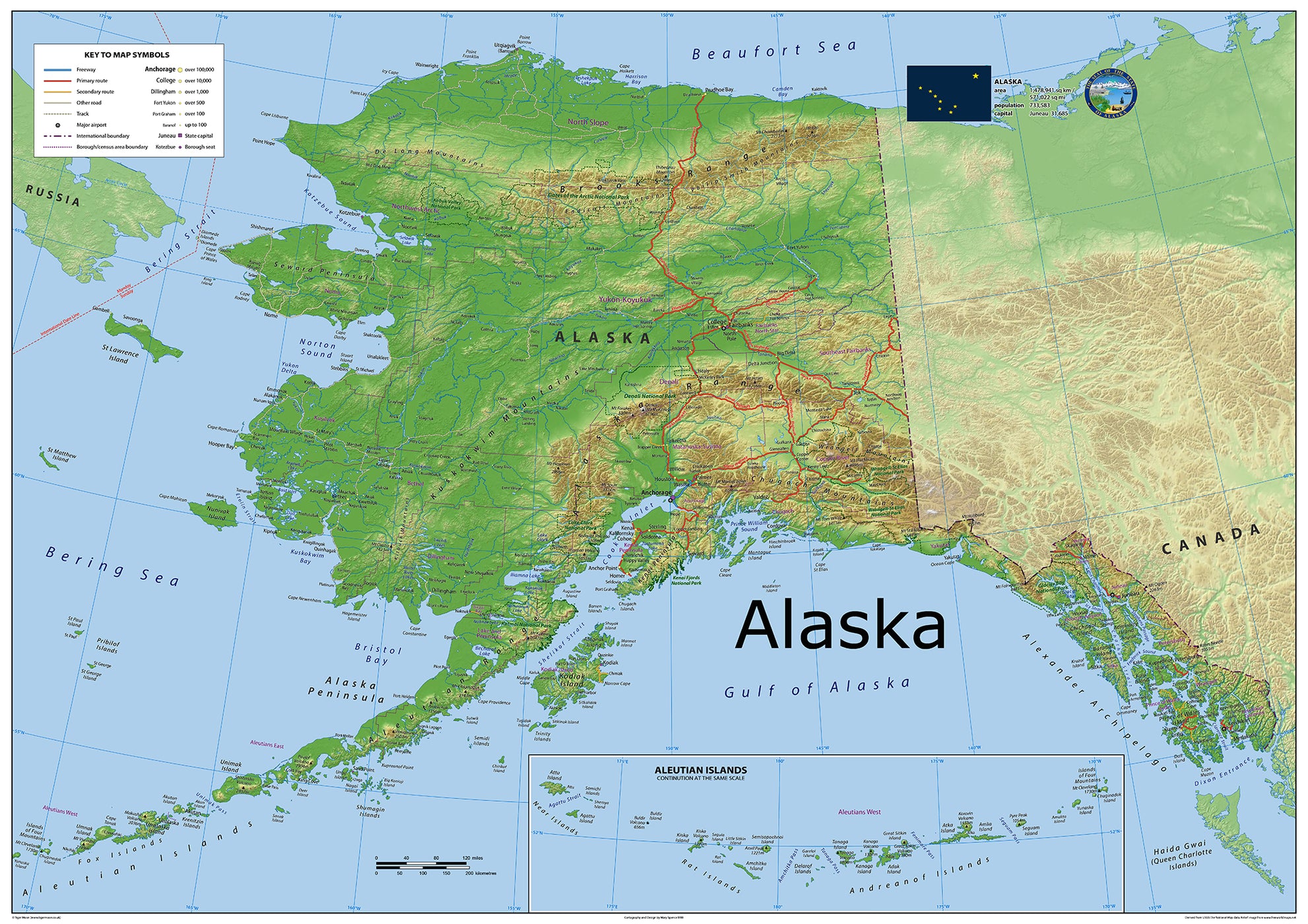 Alaska Physical State Map– I Love Maps