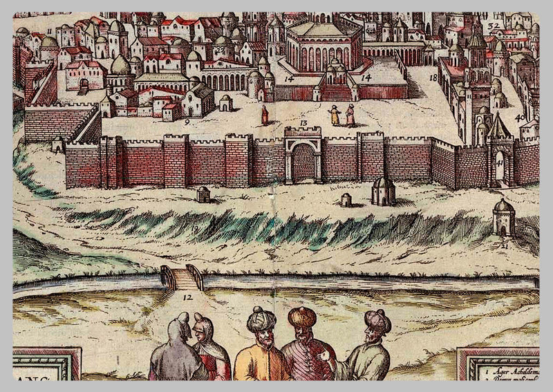 1582 - Map of Jerusalem by Georg Braun and Frans Hogenberg