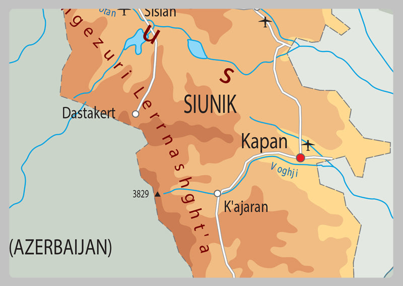 Physical Map of Armenia - The Oxford Collection