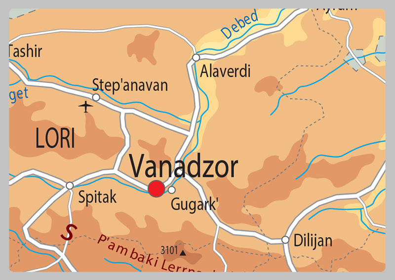 Physical Map of Armenia - The Oxford Collection