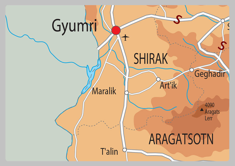 Physical Map of Armenia - The Oxford Collection