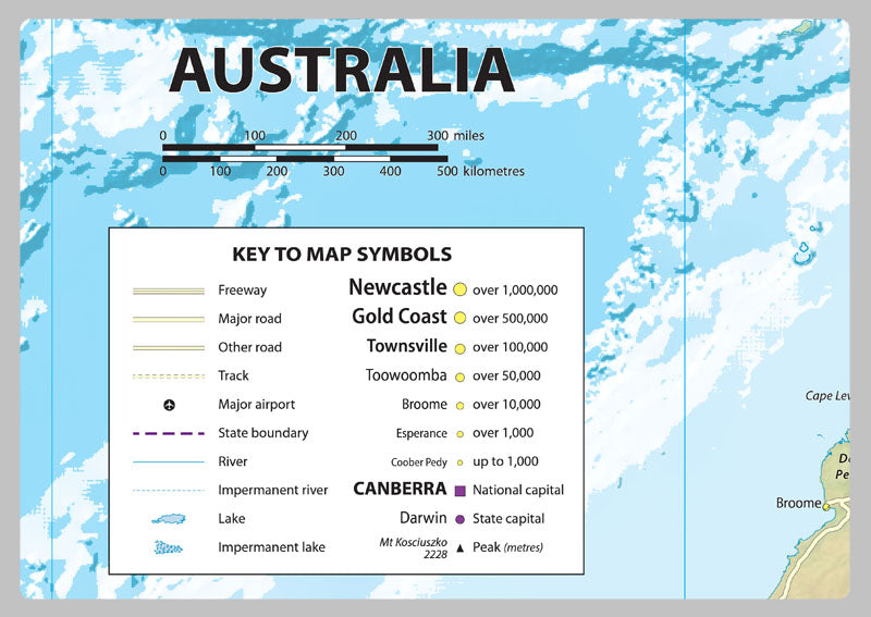 Australia Physical Map with Road & State detail