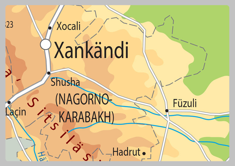 Physical Map of Azerbaijan - The Oxford Collection