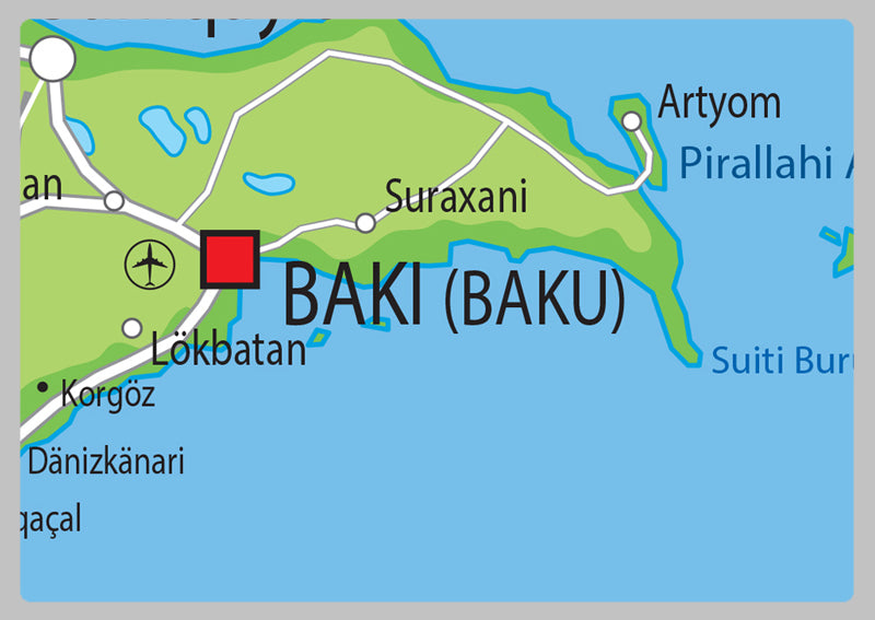 Physical Map of Azerbaijan - The Oxford Collection