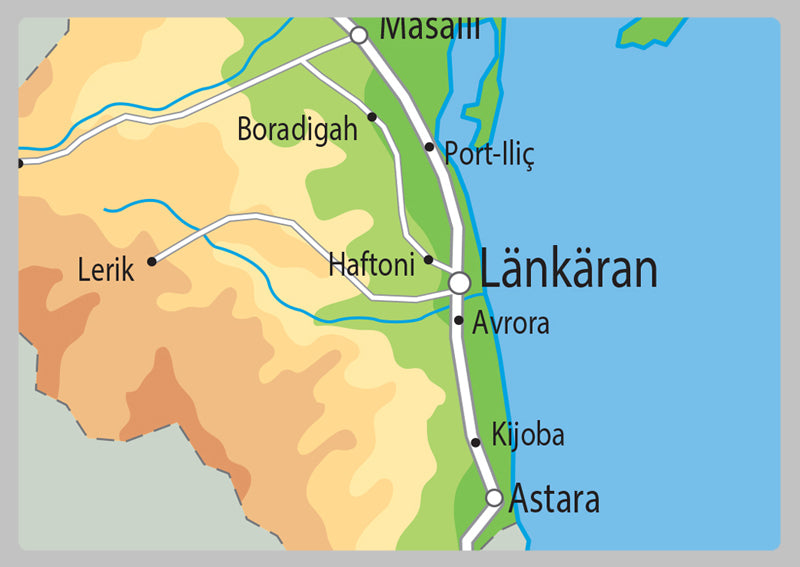 Physical Map of Azerbaijan - The Oxford Collection