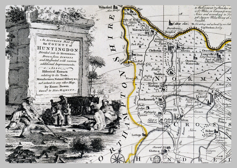 1749 - Map Of Huntingdon by Emanuel Bowen