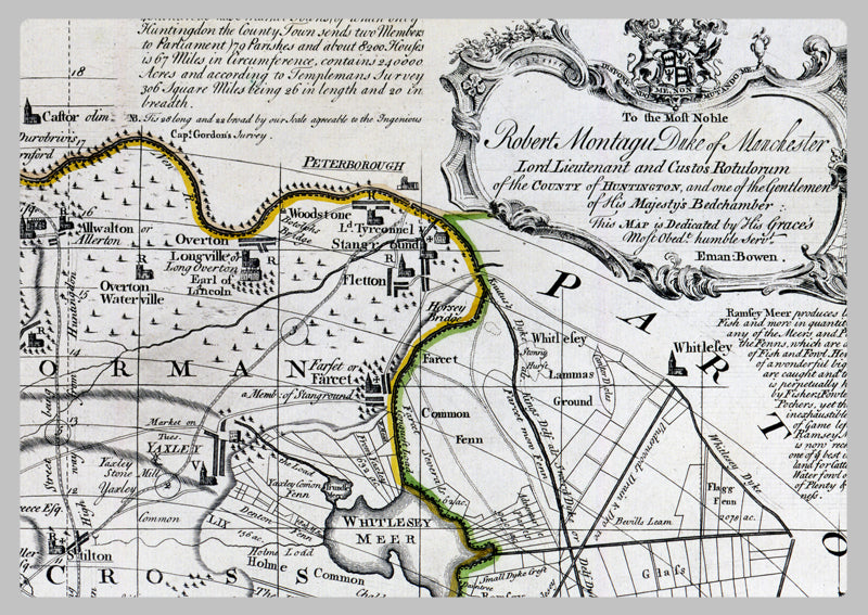 1749 - Map Of Huntingdon by Emanuel Bowen