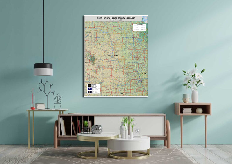 Dakota and Nebraska Physical Map