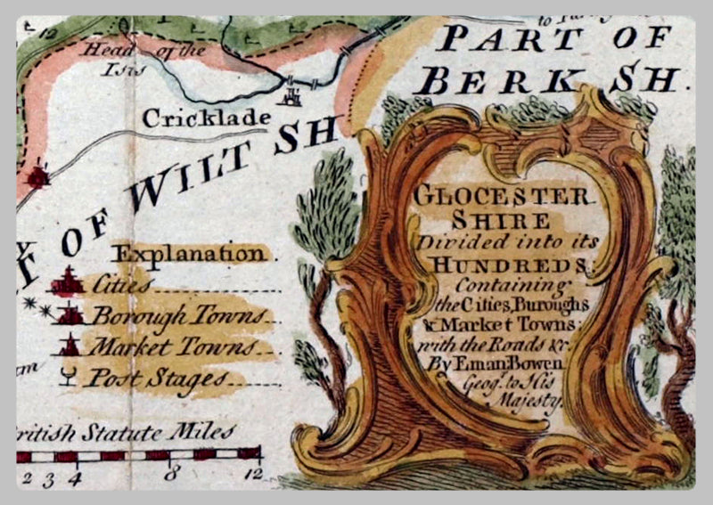 1780 - Map Of Gloucester by Emanuel Bowen