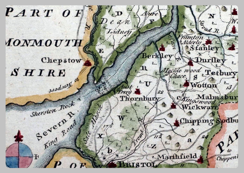 1780 - Map Of Gloucester by Emanuel Bowen
