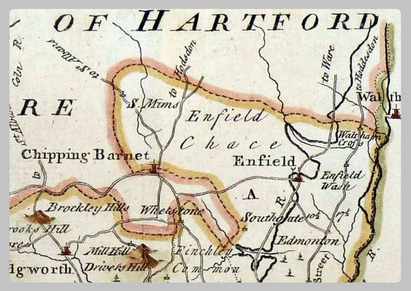 1757 - Map Of Middlesex by Emanuel Bowen