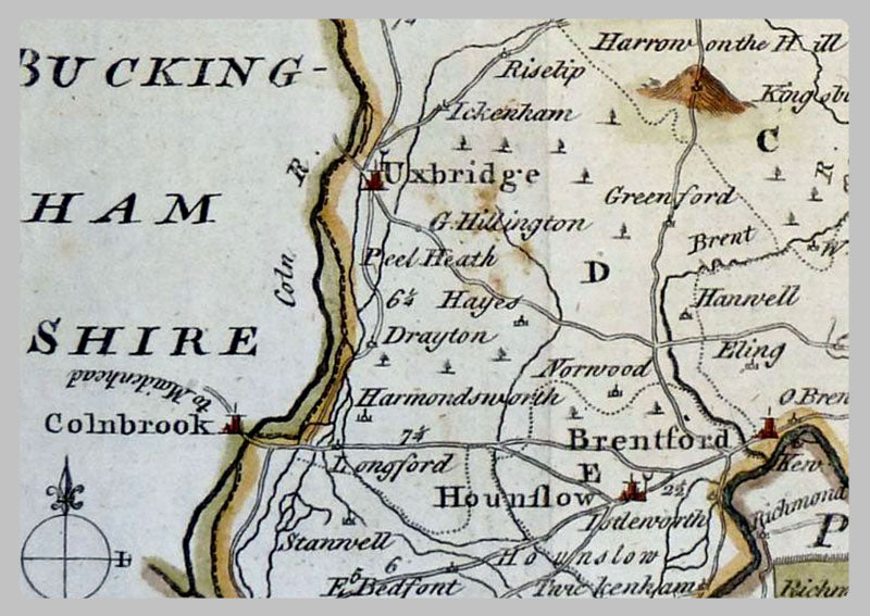 1757 - Map Of Middlesex by Emanuel Bowen