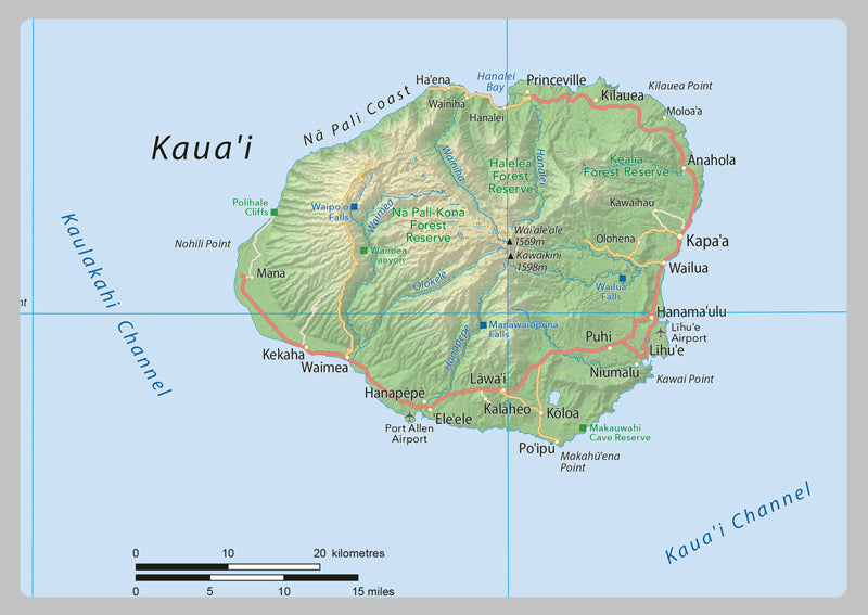 Hawaii Physical State Map