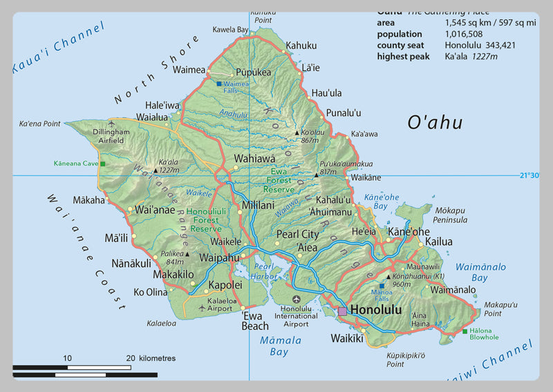 Hawaii Physical State Map