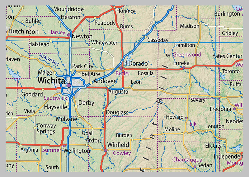 Kansas Physical State Map