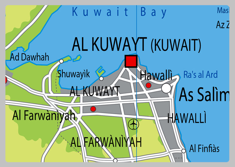 Physical Map of Kuwait - The Oxford Collection