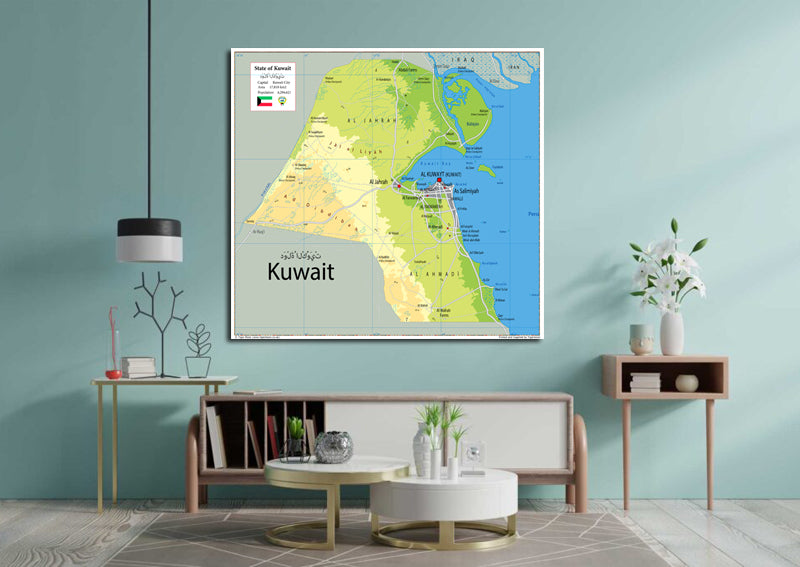Physical Map of Kuwait - The Oxford Collection