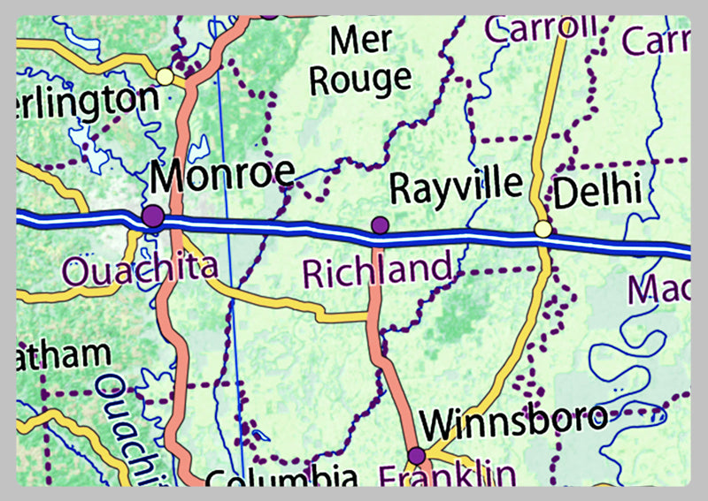 Louisiana Physical State Map