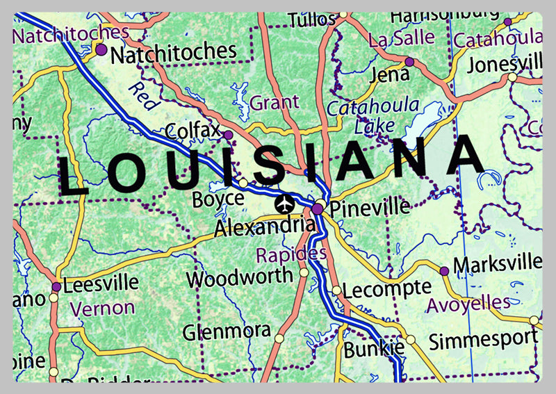 Louisiana Physical State Map