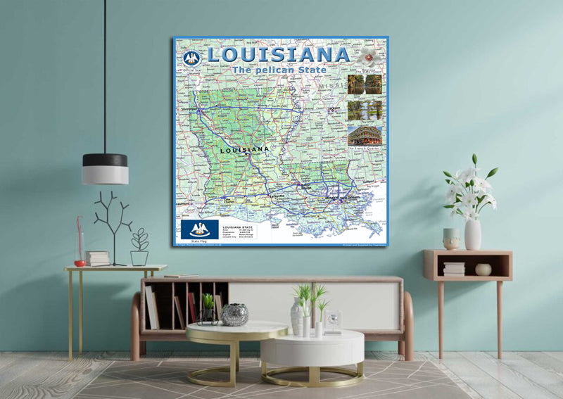 Louisiana Physical State Map