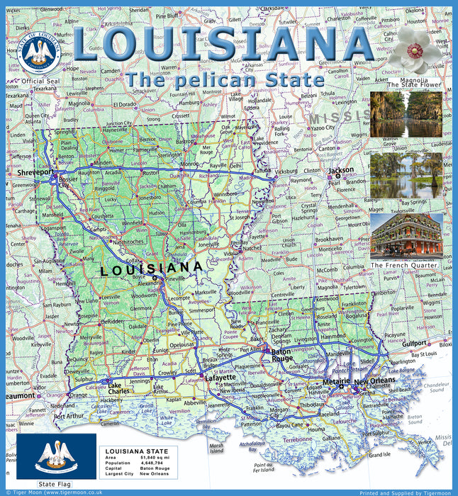 Louisiana Physical State Map