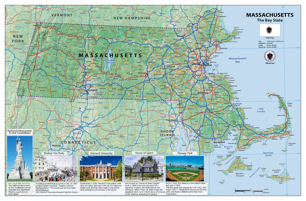 Pictorial Massachusetts State Map