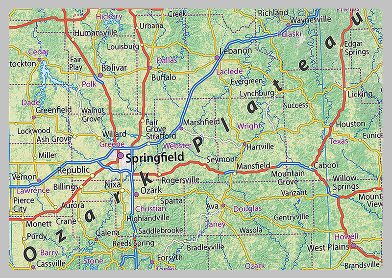 Missouri Physical State Map