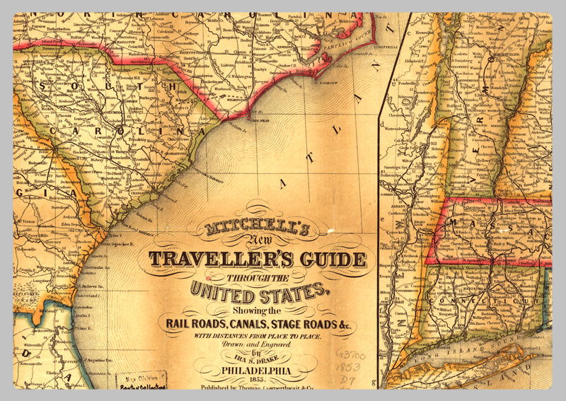 1835 - Mitchells Traveller's Guide to the Eastern US Map