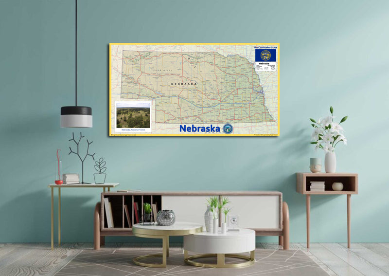 Nebraska Physical State Map